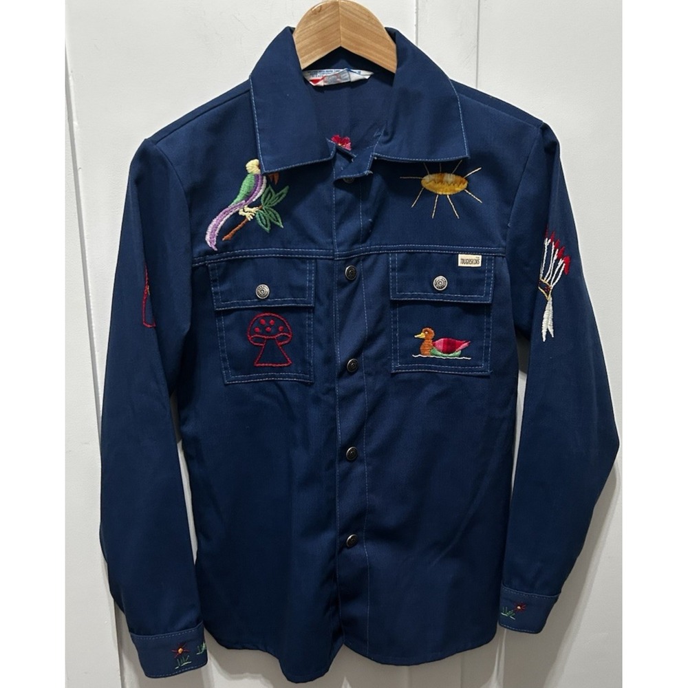 VTG 60s 70s Toughskins Union Dark Wash Indigo Long Sleeve Sears Put on Shop‎ 16